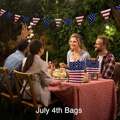 Choice Marts 100 USA Flag Merchandise Bags 9x12 Patriotic Bags With Handles - color: USA Flag