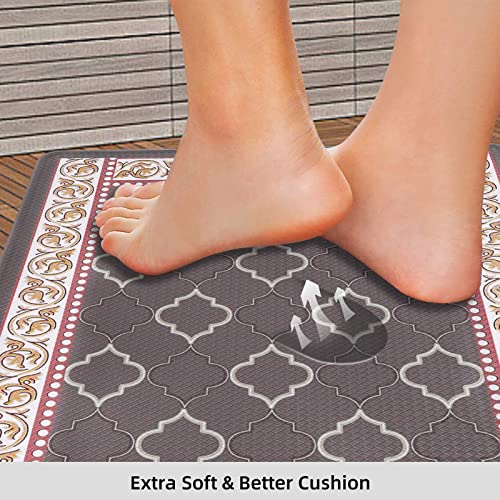 Kitchen Floor Mat Set of 2, Anti Fatigue Kitchen Mat 17"x59"+17"x29" - color: Coffee, size: 17"x59"+17"x29"