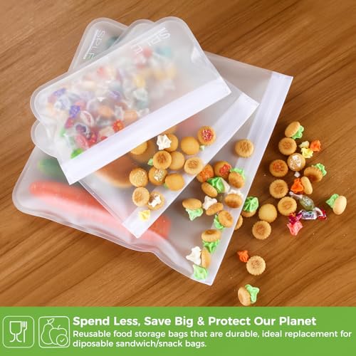 SPLF 12 Pack Dishwasher Safe Reusable Food Storage Bags, White - color: White, size: 12 Pack-2 Gallon 5 Sandwich 5 Snack