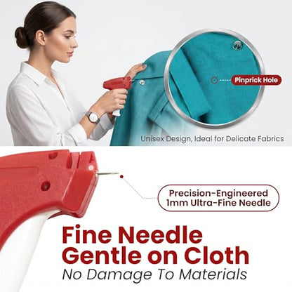 ASEER Micro Stitch Gun No Sew Kit 6 Needles 2000 Fasteners 200 Buttons - color: Red