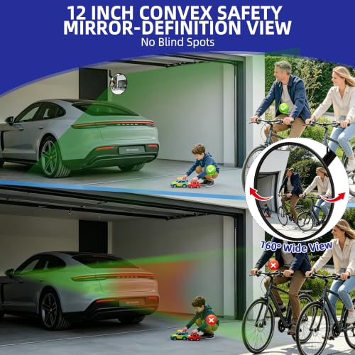 Shatterproof Acrylic Convex Mirror 12 Inch with LifetimeWarranty, Wide Angle Anti Theft Blind Spot Mirror with Wall Mount Kit for Garage Driveway and Store Safety, Outdoor Indoor - size: 12" Acrylic