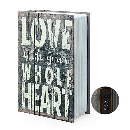 Diversion Book Safe Storage Box with Secret Safe Combination Lock/Key - style: Love-Combination