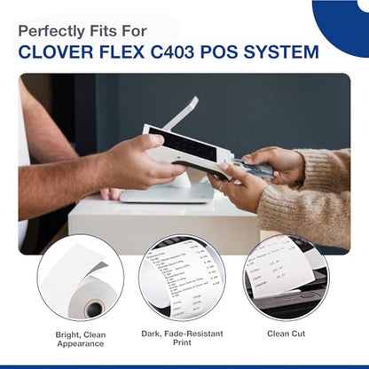 Thermal Paper Rolls Compatible for Clover Flex C401, C403, C405-30 Rolls