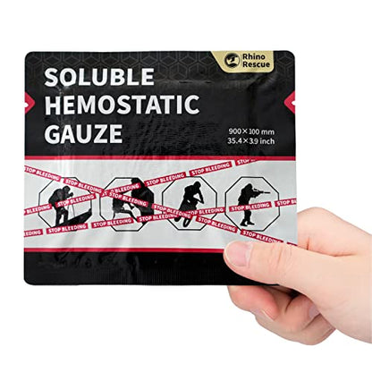 RHINO RESCUE Hemostatic Gauze Dressing 4"*35"(3ft) for Combat (1 Count) - size: 1 Count