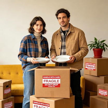 3"X2" Fragile Stickers for Shipping and Moving, Fragile Handle with Care Labels Warning Stickers, Permanent Adhesive (500 Labels, 1 Roll) - size: 2"x3"