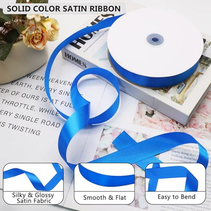 Royal Blue Satin Ribbon 1 Inch 100 Yards, for Wedding Gift Wrapping - color: Royal Blue