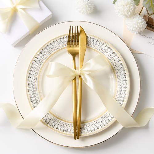 Ivory Satin Ribbon, 1 Inch, 50 Yards - color: ivory
