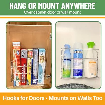 Evelots Kitchen Wrap & Food Bag Organizer Wall/Cabinet Mount, 2-Pack, White - color: White, size: 2 Pack