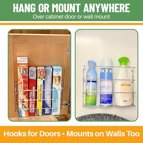 Evelots Kitchen Wrap & Food Bag Organizer Wall/Cabinet Mount, 1-Pack, White - color: White, size: 1 Pack