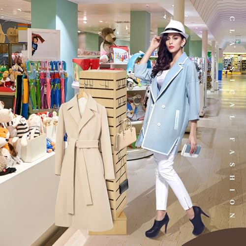 Beeveer Slatwall Tower Rotating 4 Sided Retail Fixture 4 Panel, Maple Wood