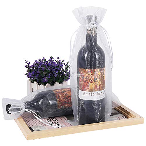HRX Package 30pcs Mesh Organza Wine Bags for Gift Giving (White) - color: White