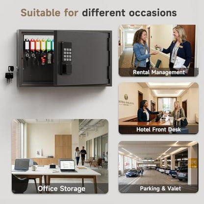 WeHere 30 Key Lock Box Wall Mount, Smart Key Cabinet with Keypad for Office - size: 30-Keys