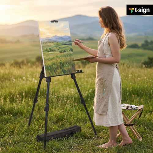 Portable Artist Easel Stand for Painting - Adjustable Height Painting Easel with Bag - Tabletop Art Easel for Painting Canvas Stand, Poster Stand & Wedding Signs Stand - Metal Tripod - 17x66 inches - style: 72"-2 pack