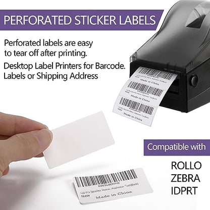 2000 Pcs White Labels Stickers to Write On 2 x 1 Inch, Waterproof and Oil Resistant Blank Barcode Labels for Food Containers Jars Pantry Organization