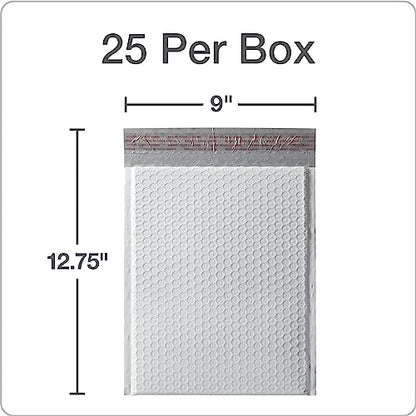 Quality Park Bubble Mailers,8.25 x 11 Shipping Envelopes,Water Resistant White Poly Padded Envelopes,Redi-Strip Peel Off Closure,25/Box (QUA85859),(Pack of 4) - color: White, size: One Size (Pack of 4)