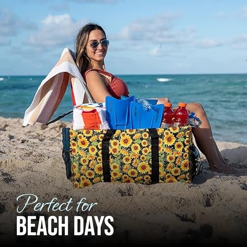Extra Large Utility Tote Bag - Oversized Collapsible Beach Bag - Sunflower - color: Sunflower