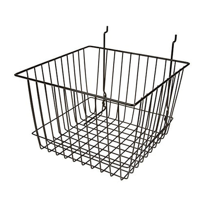 Only Garment Racks Deep Wire Storage Baskets For Gridwall, Slatwall and Pegboard - Black Finish - Dimensions: 12" x 12" x 8" Deep - Economically Sold in a Set of 6 Baskets