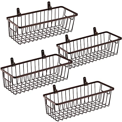 SheeChung Metal Wire Basket with Handle, Wall Hanging Basket, Small 4 Pack - color: Bronze, size: Small, 4 Pack