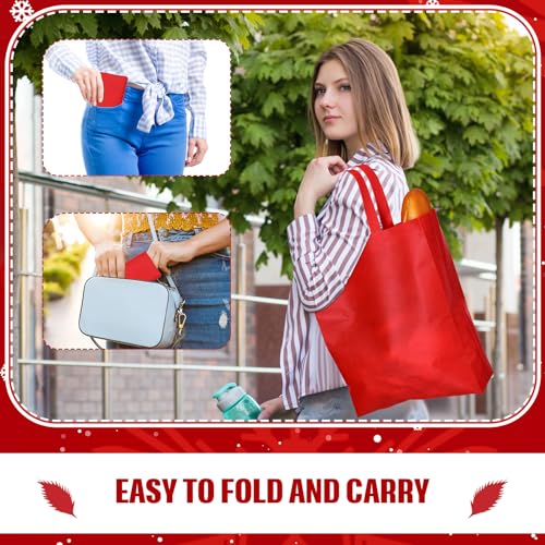 Amylove 80 Pcs Non Woven Tote Bags Bulk Large Reusable Gift Bag Reusable Grocery Bags, 15 x 11. 8 x 4 Inches - color: Red