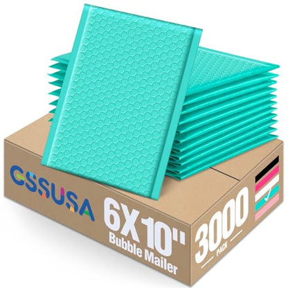 GSSUSA Teal Bubble Mailers 6x9 Small Padded Envelopes 3000 Pack Self-Seal - color: Teal, size: 6x10 3000pc