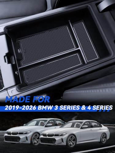 for BMW 330i Center Console Organizer (2019~2026) BMW 430i/M440i/M4 Coupe & (2023~2026) 330i/M340i/M3 Accessories Armrest Tray Middle Storage Box Insert Container Durable ABS Plastic - size: for 2019-2026 BMW 3 Series & 4 Series