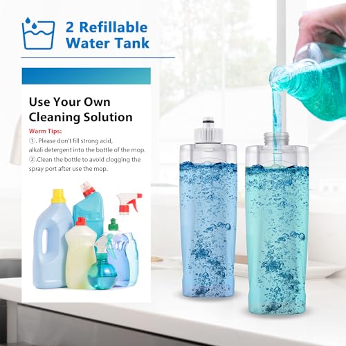 Spray Wet Mops for Floor Cleaning: Hardwood Floor Mop Refillable 2 Bottles - color: Blue