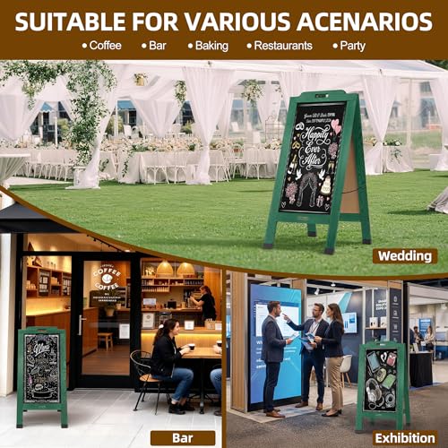 Magnetic Portable A-Frame Chalkboard Signs, 40" × 20", Green - color: A-portable-green