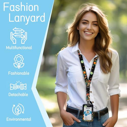 Piefly Lanyards for Id Badge, Teacher Card Holder Retractable Reel Mushroom - color: Mushroom