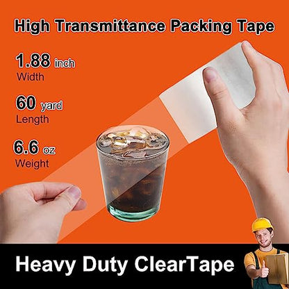 Packing Tape (36 Rolls),2.7mil,Packaging Tape Heavy Duty for Shipping Moving Sealing,1.88 Inch x 60 yd Per Roll,Total 2160 Yards - size: 36 rolls,2.7 mil