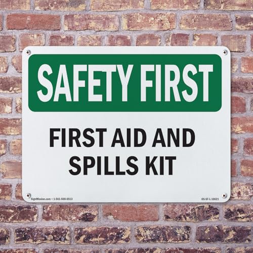 First Aid And Spills Kit OSHA SAFETY FIRST Aluminum Sign 24 Inch x 18 Inch - 10 Pack - color: Aluminum, size: 10 Pack of 24" x 18"