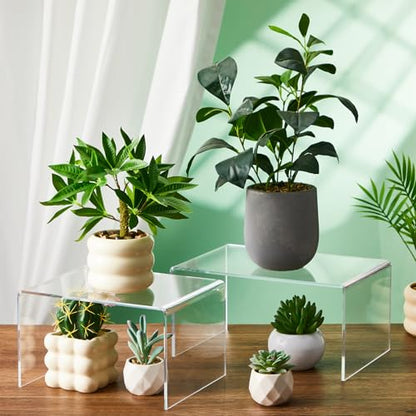 RattanView 2 Pcs 10''，12'' Clear Acrylic Shelf Riser, 5mm Thick - color: Clear, size: 10 Inch, 12 Inch, 5 mm