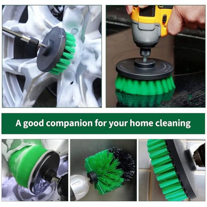 8 Pcs Drill Brush Attachment Set, Power Cleaning Scrub Brush Kit with Extend Long Attachment, All Purpose Drill Scrub Brushes for Car, Grout, Floor, Tub, Bathroom and Kitchen (Green) - color: Green