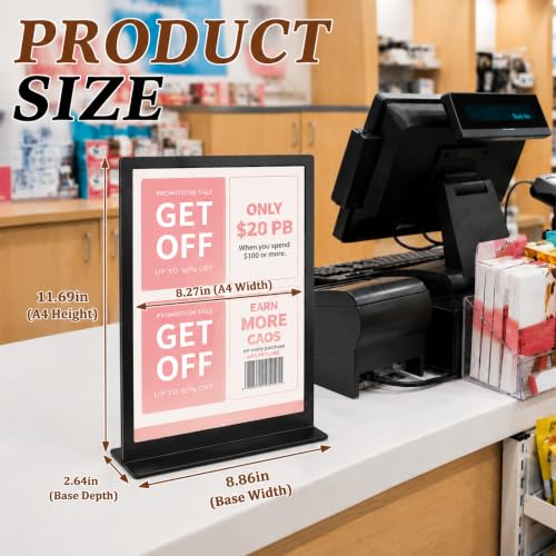 6 Pack A4 Metal Sign Holder,8.27" x 11.69", Double Sided Tabletop Stand