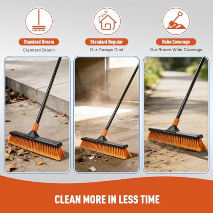 CLEANHOME 18" Push Broom Outdoor Heavy Duty for Garages,Driveways and Decks