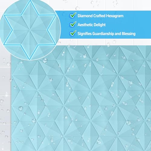 Non Slip Bathtub Mat for Bath Tub Shower - 241 Vacuum Suction Cups - color: Blue, size: 28" x 16" (Rectangular)