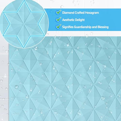 Non Slip Bathtub Mat for Bath Tub Shower - 241 Vacuum Suction Cups - color: Blue, size: 28" x 16" (Rectangular)