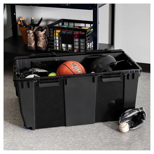 IRIS USA 2-Pack 32 Gal Heavy Duty Rolling Storage Totes with lids, Black - color: Black, size: 32 Gal - 2 Pack
