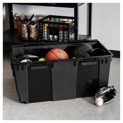 IRIS USA 2-Pack 32 Gal Heavy Duty Rolling Storage Totes with lids, Black - color: Black, size: 32 Gal - 2 Pack