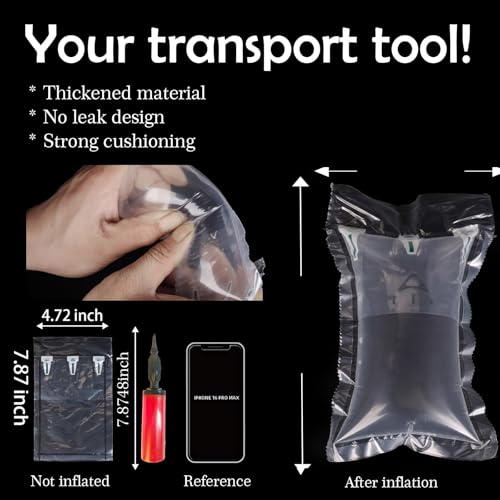 400 PACK Air Pillows for Shipping Supplies Box Filler Bubble Cushioning Alternative to Packing Peanuts for Size 4.72" x 7.87", with Air Pump, Fragile Stickers, Suitable for small transport - size: 4.72" x 7.87"