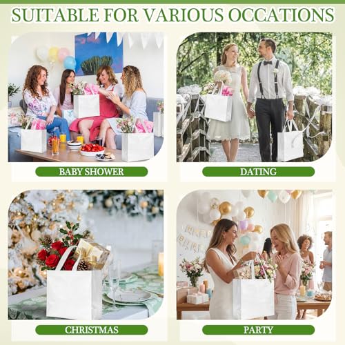 Eccliy 80 Pcs Reusable Gift Bags, Large, White - color: White, size: Large