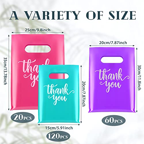 Eersida 200 Pcs Thank You Bags for Small Business, Pink, Purple, Turquoise - color: Pink, Purple, Turquoise