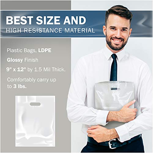 9x12 White Plastic Bags, Small, Glossy Finish, 1.5 Mil Thick, 200 Pack - color: White, size: 1 Count (Pack of 200)
