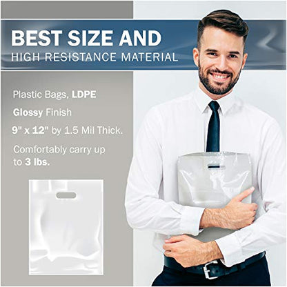 9x12 White Plastic Bags, Small, Glossy Finish, 1.5 Mil Thick, 200 Pack - color: White, size: 1 Count (Pack of 200)
