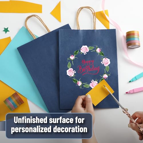 Mr. Pen- Paper Gift Bags with Handles, 32 Pack, 7.6" x 4.7" x 10.6" - color: Navy Blue, size: 32 Pack