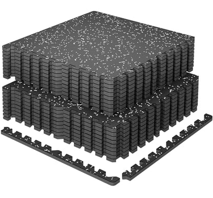 SUPERJARE 0.79'' Extra-Thick 18 Pcs 72 Sq Ft Exercise Equipment Mats - color: Black/Grey, size: 18 Tiles (72 Sq Ft)