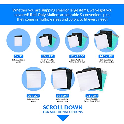 Reli. (125 Pcs) Poly Mailers 19x24", White | Self Sealing