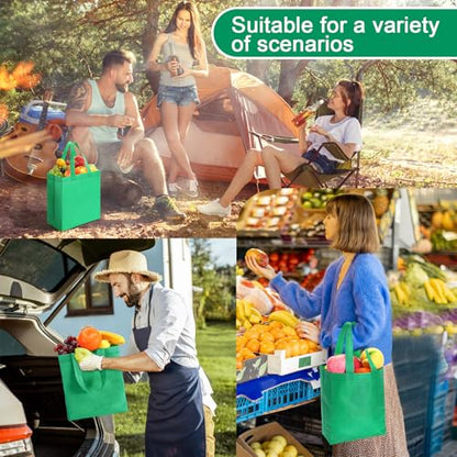 Windyun 50 Pcs Reusable Tote Bag Bulk 8 x 4 x 10 Inch, Green - color: Green