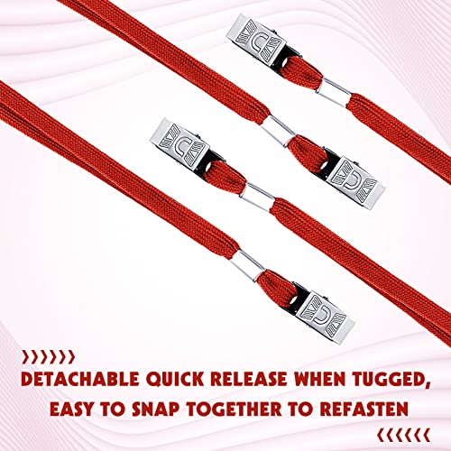 Hoolerry 300 Pcs Lanyards Bulk for ID Badges, Flat Swivel Hook, Red - color: Red
