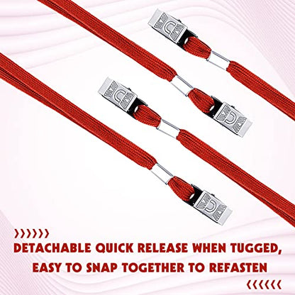 Hoolerry 300 Pcs Lanyards Bulk for ID Badges, Flat Swivel Hook, Red - color: Red