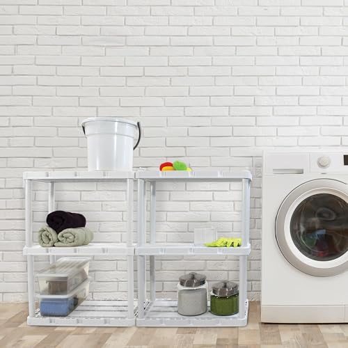 Gracious Living Knect-A-Shelf 3 Shelf Solid Light Duty Storage Unit, White - color: 3 Shelf - White, size: 1 Pack